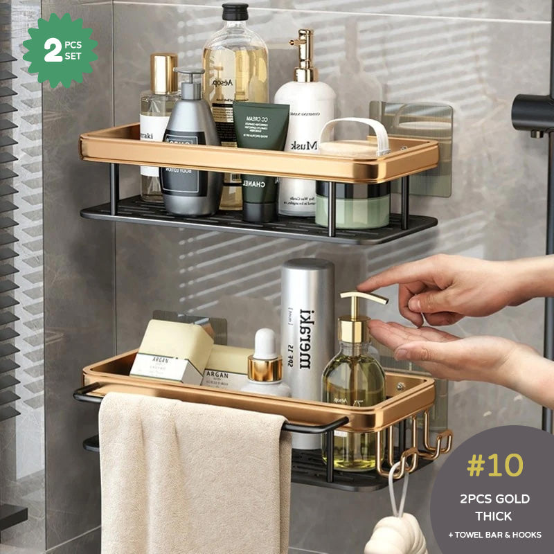 Aluminum Bathroom Shelf For Shampoo Conditioner Cosmetics Storage Washroom Shelving Sundries Organizer Modern Kitchen Shelf Racking