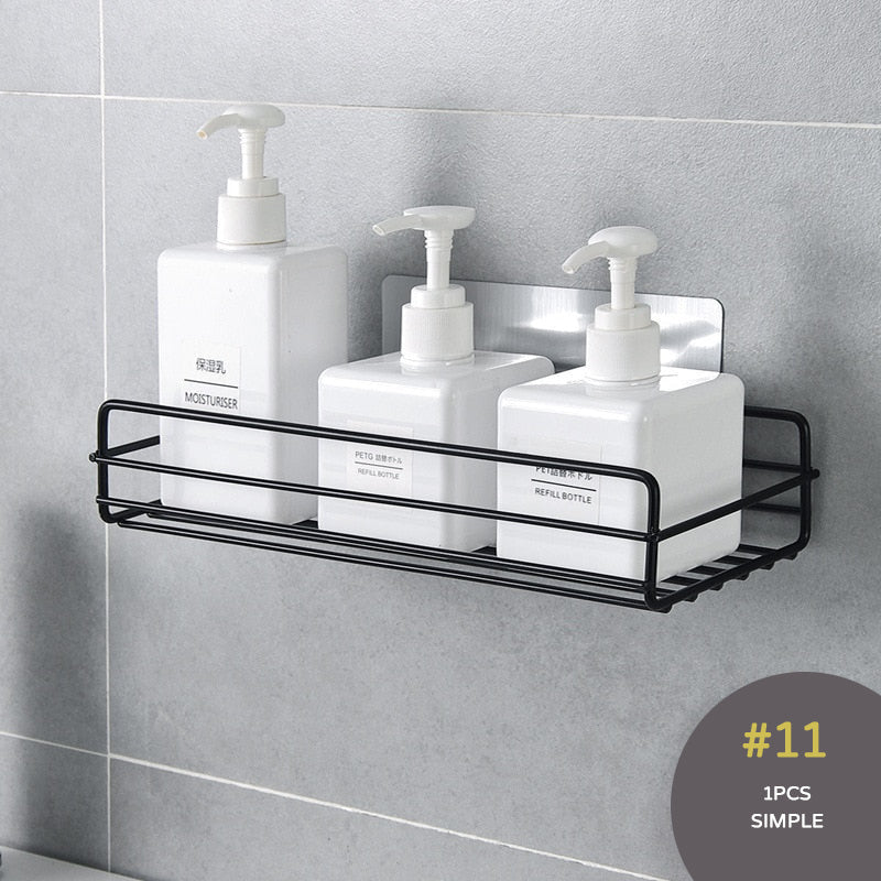 Aluminum Bathroom Shelf For Shampoo Conditioner Cosmetics Storage Washroom Shelving Sundries Organizer Modern Kitchen Shelf Racking