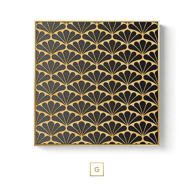 Black Golden Abstract Symmetry Wall Art Fine Art Canvas Prints Square Format Pictures For Loft Apartment Living Room Modern Luxury Interior Decor
