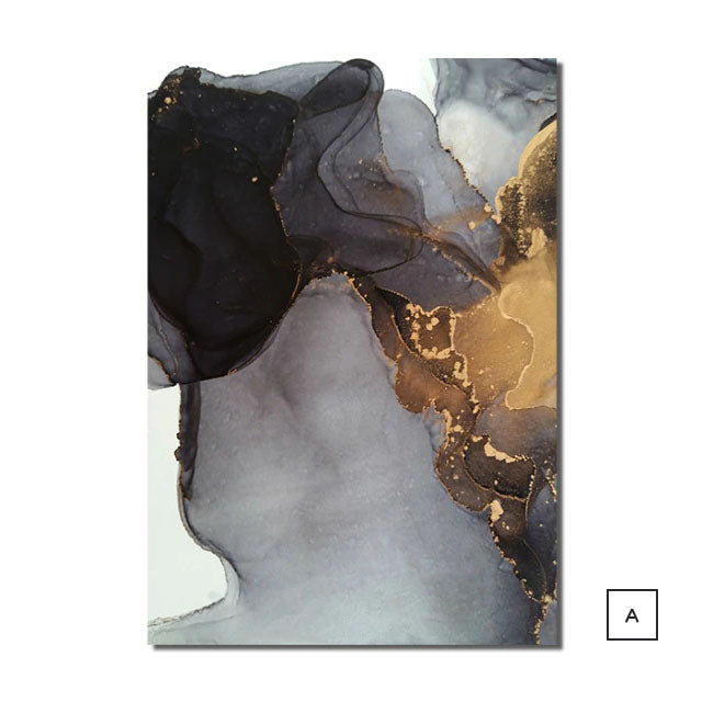 Modern Abstract Gray Golden Geometric Wall Art Fine Art Canvas Prints Pictures For Luxury Loft Living Room Contemporary Home Office Interior Decor