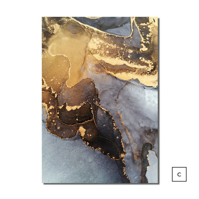 Modern Abstract Gray Golden Geometric Wall Art Fine Art Canvas Prints Pictures For Luxury Loft Living Room Contemporary Home Office Interior Decor
