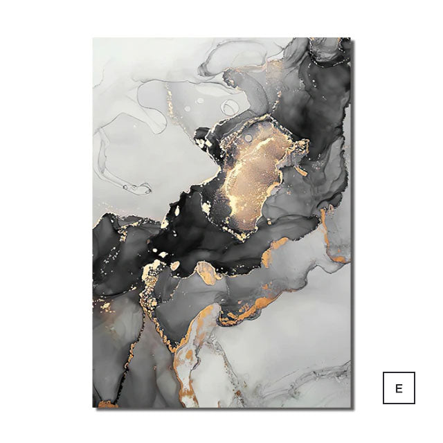 Modern Abstract Gray Golden Geometric Wall Art Fine Art Canvas Prints Pictures For Luxury Loft Living Room Contemporary Home Office Interior Decor