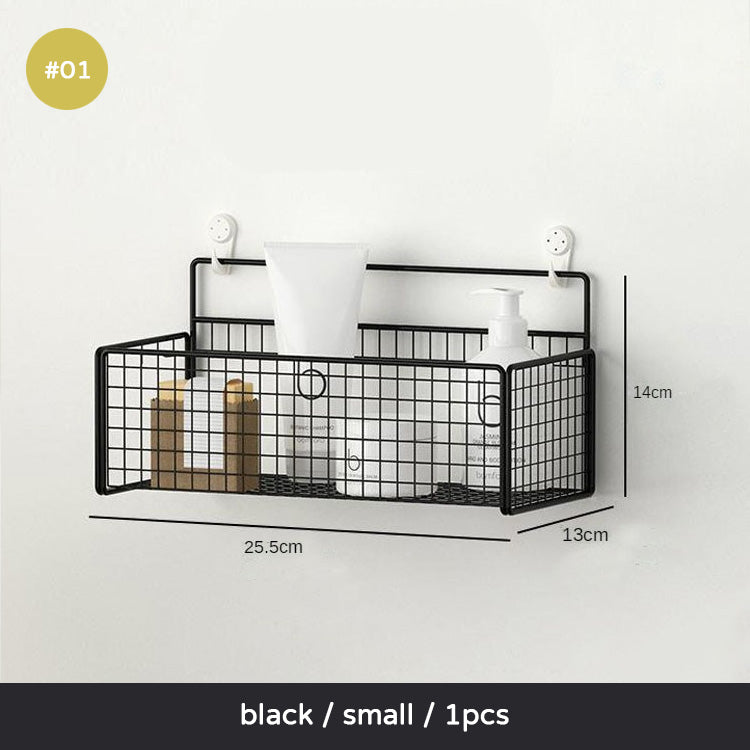 Black White Bathroom Racking Shelving For Shampoos Lotions Toiletries Cosmetics Storage Solution For Washroom No Drill Wall Mounted