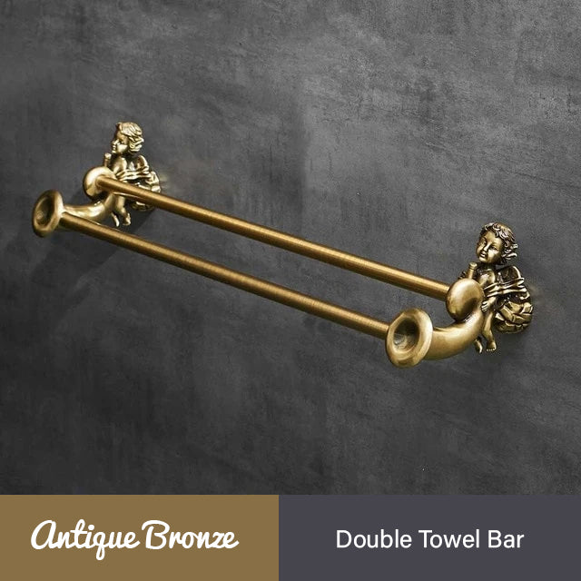 Bronze Angel Bathroom Fittings Soap Dish Robe Hook Cup Holder Toilet Paper Holder Glass Shelf Towel Bath Neo Classic Home Deco Washroom Bathroom Hardware