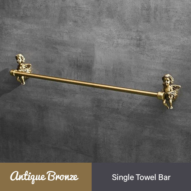 Bronze Angel Bathroom Fittings Soap Dish Robe Hook Cup Holder Toilet Paper Holder Glass Shelf Towel Bath Neo Classic Home Deco Washroom Bathroom Hardware