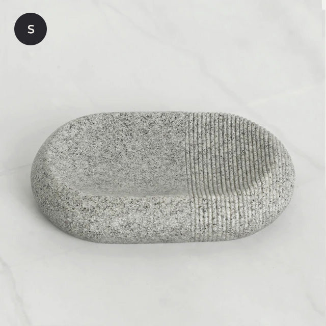 Contemporary Design Bathroom Accessories Liquid Soap Dispenser Toothbrush Holder Hand SoapTray Tumbler Luxury Washroom Set in Granite Gray and Yellow Sand