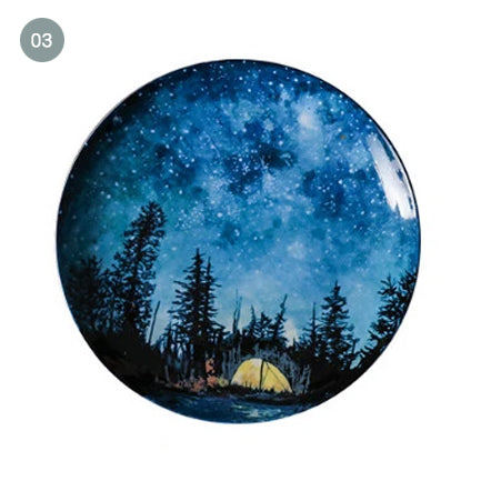 Deep Blue Starry Night Skies Designer Handmade Bone China Modern Ceramic Tableware Breakfast And Dinner Plates