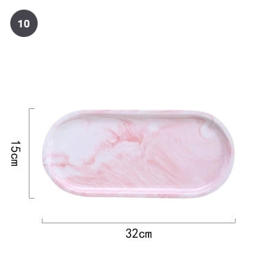 Fashionable Gold Plated Ceramic Marble Storage Trays For Kitchen Serving Dishes For Desserts Snacks Modern Kitchen Tableware