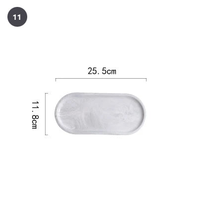 Fashionable Gold Plated Ceramic Marble Storage Trays For Kitchen Serving Dishes For Desserts Snacks Modern Kitchen Tableware