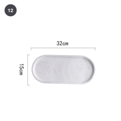 Fashionable Gold Plated Ceramic Marble Storage Trays For Kitchen Serving Dishes For Desserts Snacks Modern Kitchen Tableware