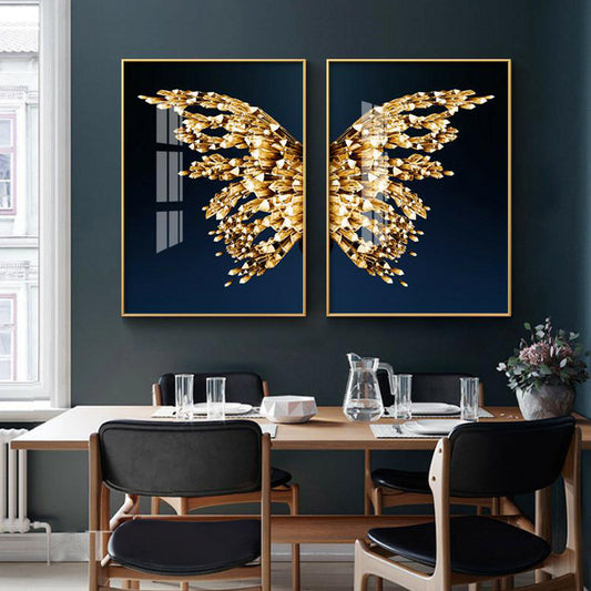 Golden Butterfly Wings Wall Art Fine Art Canvas Prints Glamorous Pictures For Luxury Loft Apartment Living Room Bedroom Dining Room Wall Art Decor