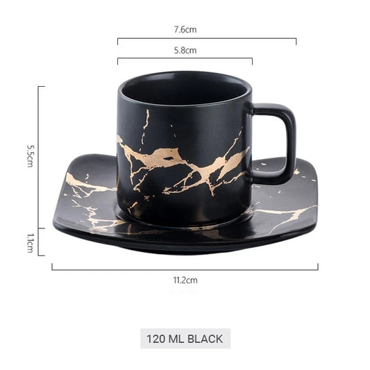 Golden Marble Italian Coffee Mug Ceramic Cup For Morning Coffee Or Afternoon Tea Cup Sets Available In 4 Sizes With Saucer And Lid Stylish Coffeeware