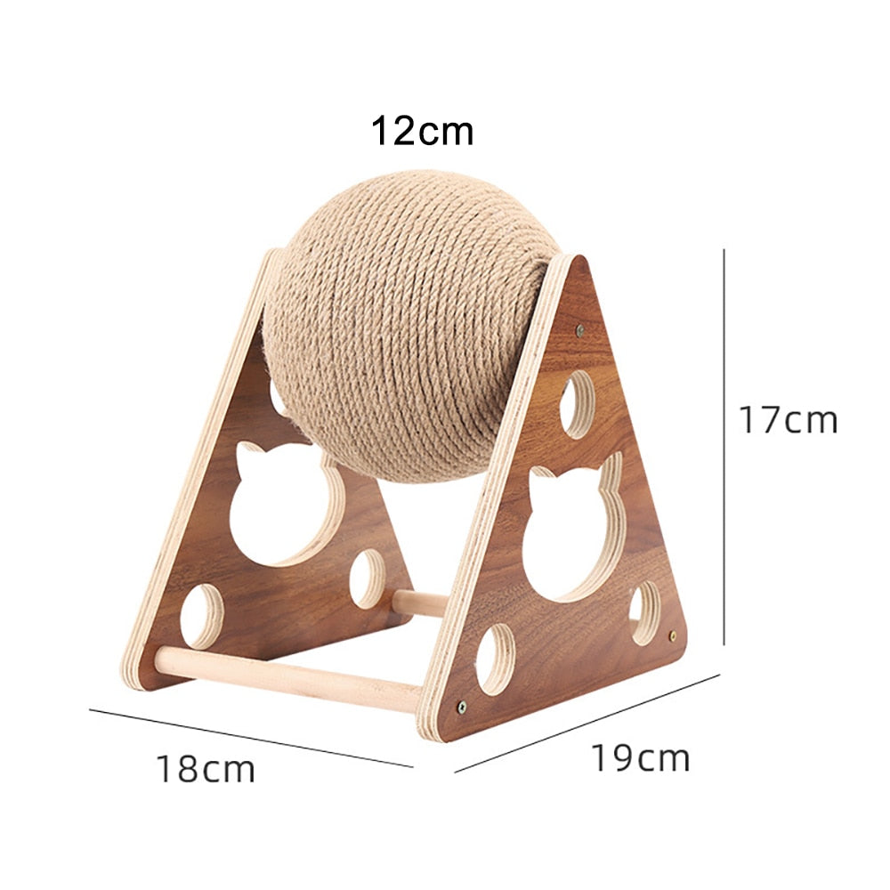 Cat Rope Ball Toy Scratcher For Cats Kittens Interactive Play Device Wooden Framed Ball Rope Gifts For Cats Amusement Playtime Scratching Toy