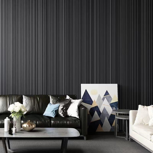 Luxury Lines Black Gray Wallpaper Gradient Stripe Wallpaper Solid Colors Modern Wall Covering For Contemporary Interiors