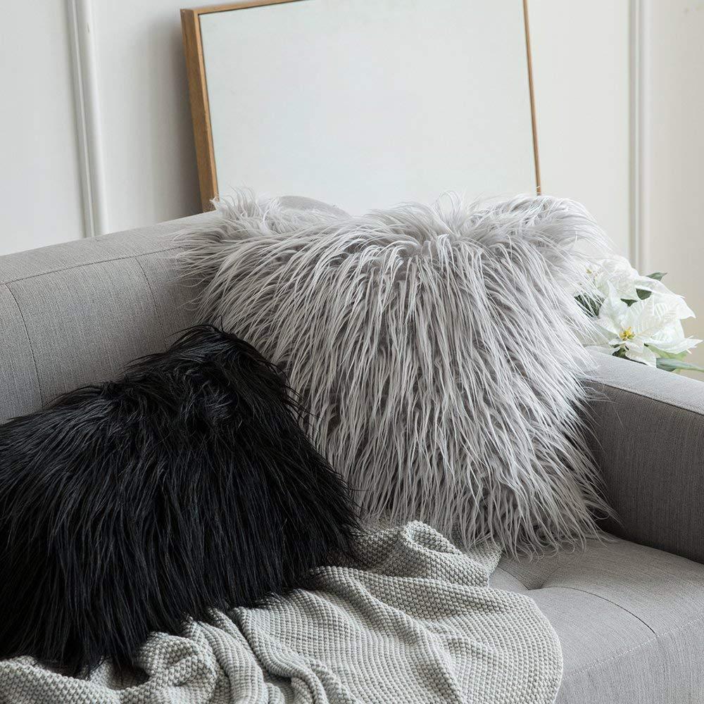 Soft Shaggy Faux Fur Cushion Cover Plush Pillow Cover Cushion Case For Sofa Throw Cushion Autumn Fall Winter Living Room Home Decor