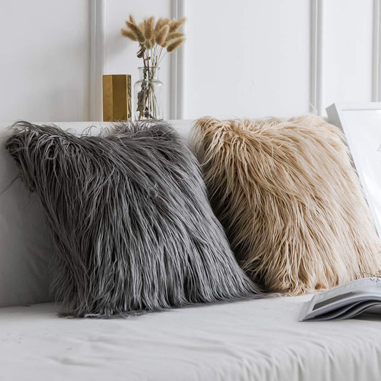 Soft Shaggy Faux Fur Cushion Cover Plush Pillow Cover Cushion Case For Sofa Throw Cushion Autumn Fall Winter Living Room Home Decor