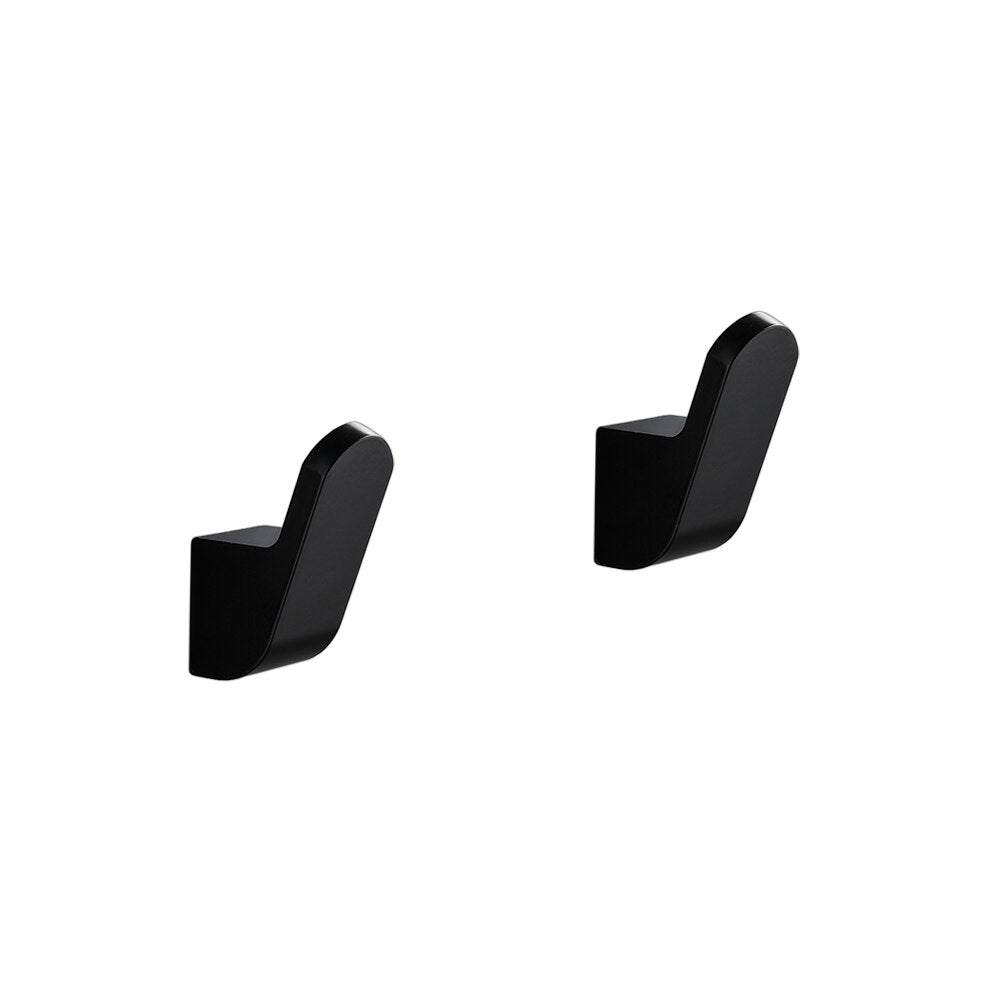Modern Minimalist Matte Black Aluminum Clothes Hooks Wall Mounted Robe Hangers For Entrance Hall Bedroom Bathroom Coat Hooks