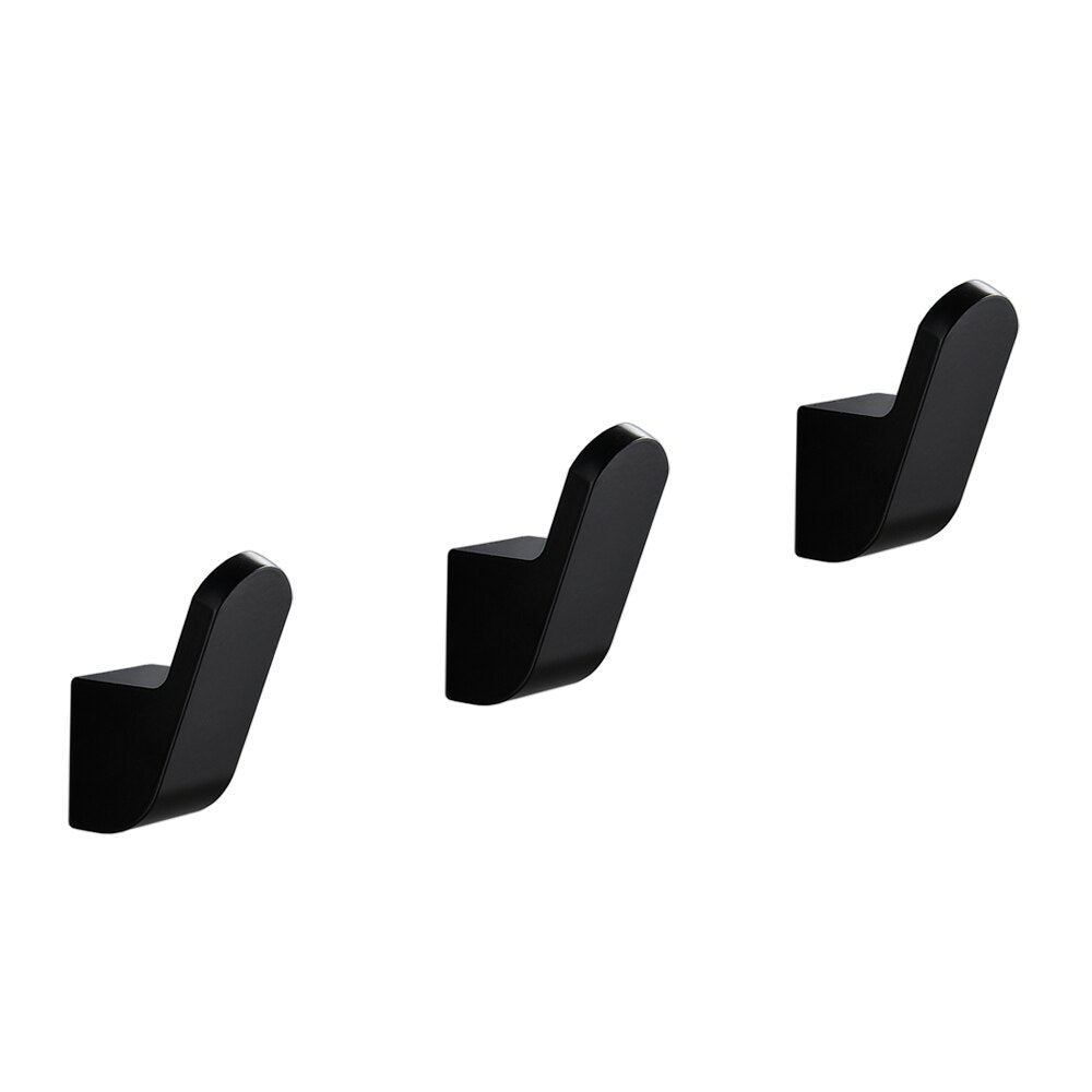 Modern Minimalist Matte Black Aluminum Clothes Hooks Wall Mounted Robe Hangers For Entrance Hall Bedroom Bathroom Coat Hooks