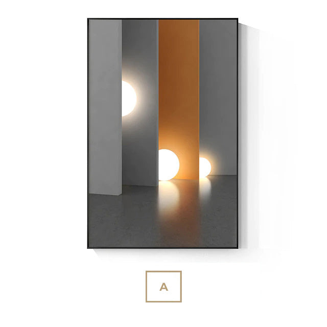 Modern Aesthetics Abstract Lighting Wall Art Fine Art Canvas Prints Orange Gray Minimalist Pictures For Urban Loft Living Room Home Office Interior Decor