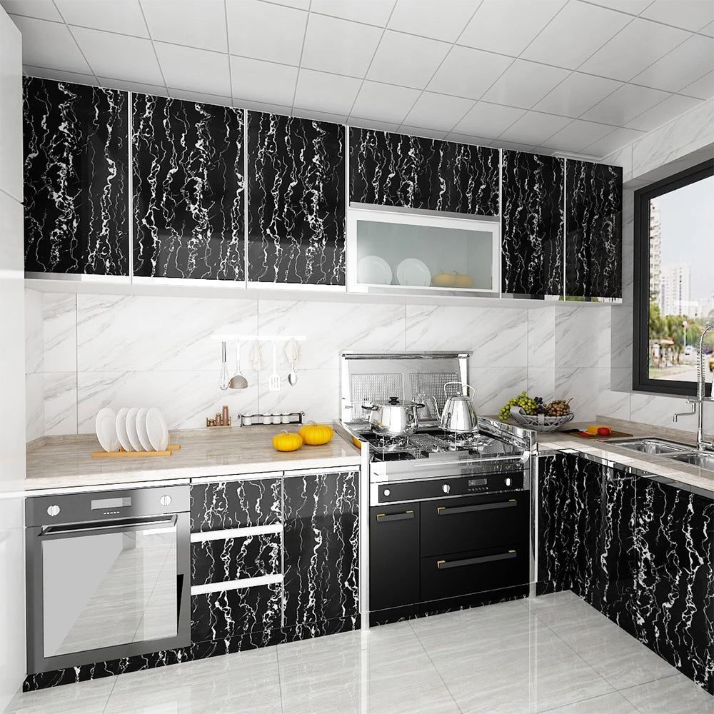 Marble Design Self Adhesive Vinyl Surface Covering For Kitchen Worktop Water & Oil Resistant PVC Film For Furniture Bathroom Surfaces DIY Home Improvement