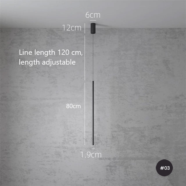 Minimalist Vertical Hanging Pendant LED Line Strip Light For Modern Bedroom Bedside Side Lights Contemporary Home Interior Lighting
