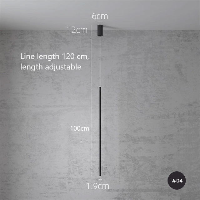 Minimalist Vertical Hanging Pendant LED Line Strip Light For Modern Bedroom Bedside Side Lights Contemporary Home Interior Lighting