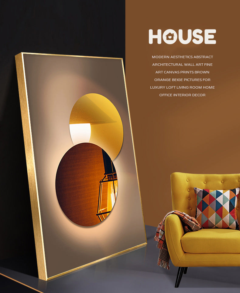 Modern Aesthetics Abstract Architectural Wall Art Fine Art Canvas Prints Brown Orange Beige Pictures For Luxury Loft Living Room Home Office Interior Decor
