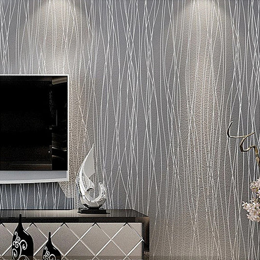 Modern Luxury Silver Striped Grey Wallpaper Textured Embossed Metallic Striped On Plain Grey Background Modern Home Decor