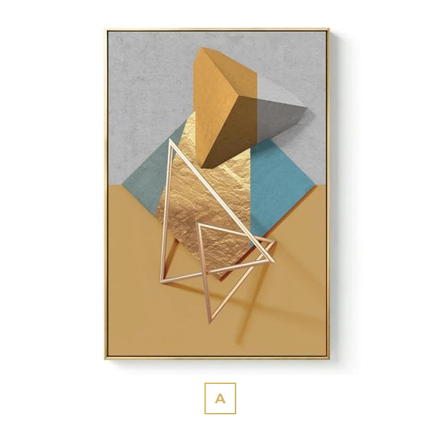 Modern Abstract Geometric Industrial Architectural Wall Art Fine Art Canvas Prints Pictures For Urban Loft Apartment Luxury Living Room Home Office Decor