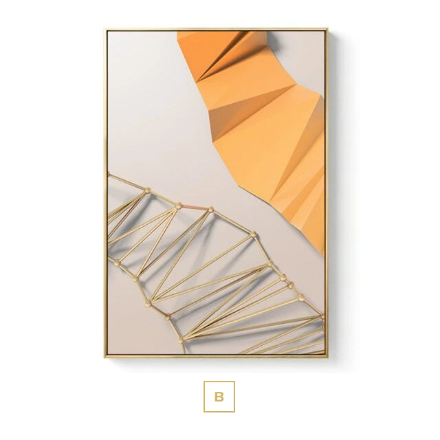 Modern Abstract Geometric Industrial Architectural Wall Art Fine Art Canvas Prints Pictures For Urban Loft Apartment Luxury Living Room Home Office Decor