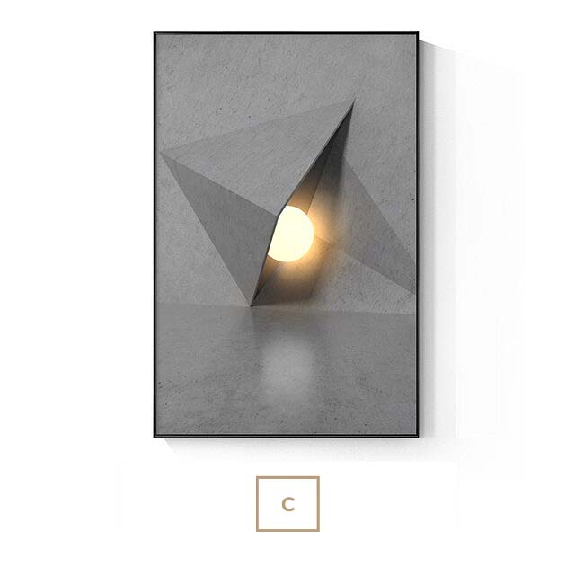 Modern Aesthetics Abstract Lighting Wall Art Fine Art Canvas Prints Orange Gray Minimalist Pictures For Urban Loft Living Room Home Office Interior Decor