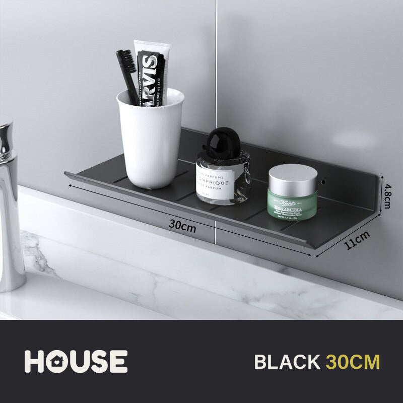Modern Minimalist Aluminum Bathroom Shelf For Cosmetics Shampoo Sundries Washroom Storage Racking in Black Silver & White Aluminium