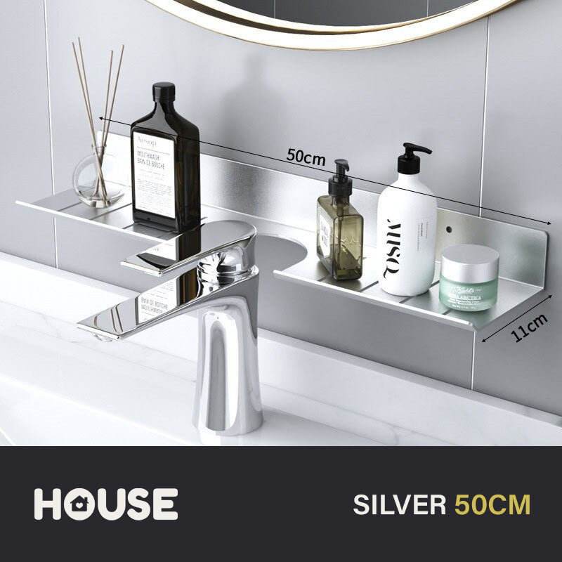 Modern Minimalist Aluminum Bathroom Shelf For Cosmetics Shampoo Sundries Washroom Storage Racking in Black Silver & White Aluminium