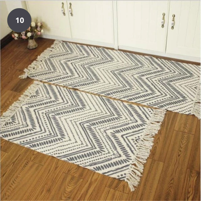 Natural Color Cotton Aztec Rug Soft Tassel Carpet Mat For Living Room Dining Room Carpet Door Mat Simple Nordic Style Decor