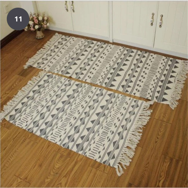 Natural Color Cotton Aztec Rug Soft Tassel Carpet Mat For Living Room Dining Room Carpet Door Mat Simple Nordic Style Decor