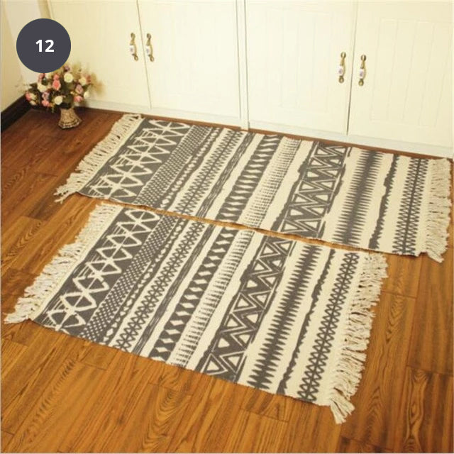 Natural Color Cotton Aztec Rug Soft Tassel Carpet Mat For Living Room Dining Room Carpet Door Mat Simple Nordic Style Decor