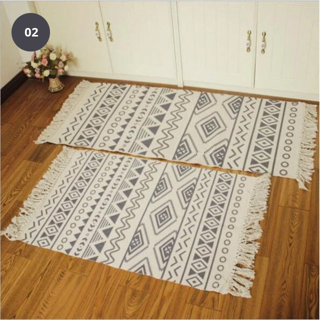 Natural Color Cotton Aztec Rug Soft Tassel Carpet Mat For Living Room Dining Room Carpet Door Mat Simple Nordic Style Decor