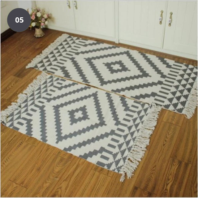 Natural Color Cotton Aztec Rug Soft Tassel Carpet Mat For Living Room Dining Room Carpet Door Mat Simple Nordic Style Decor