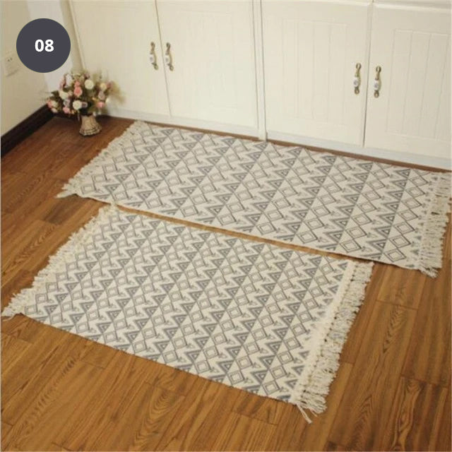Natural Color Cotton Aztec Rug Soft Tassel Carpet Mat For Living Room Dining Room Carpet Door Mat Simple Nordic Style Decor
