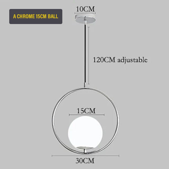 Nordic Glass Sphere LED Pendant Lamp Modern Suspended Glass Ball Designer Ceiling Light For Living Room Dining Room In Black Chrome or Brass