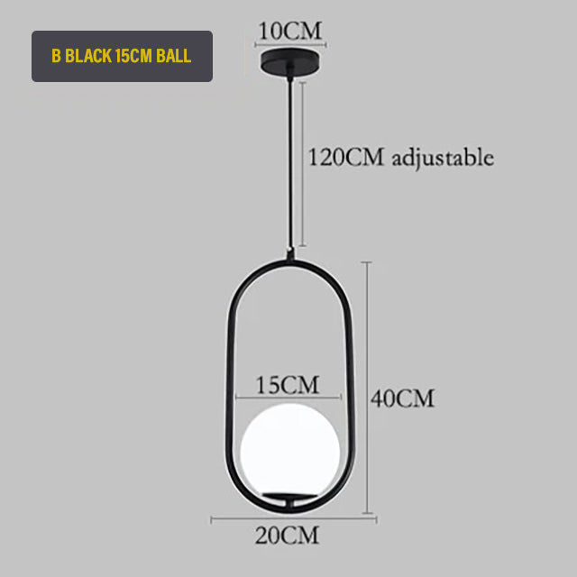 Nordic Glass Sphere LED Pendant Lamp Modern Suspended Glass Ball Designer Ceiling Light For Living Room Dining Room In Black Chrome or Brass