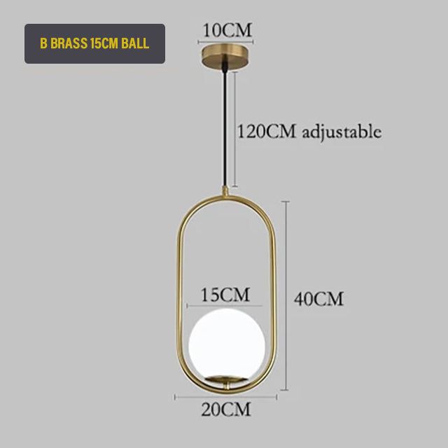 Nordic Glass Sphere LED Pendant Lamp Modern Suspended Glass Ball Designer Ceiling Light For Living Room Dining Room In Black Chrome or Brass