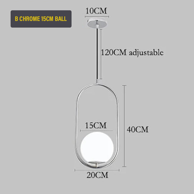 Nordic Glass Sphere LED Pendant Lamp Modern Suspended Glass Ball Designer Ceiling Light For Living Room Dining Room In Black Chrome or Brass