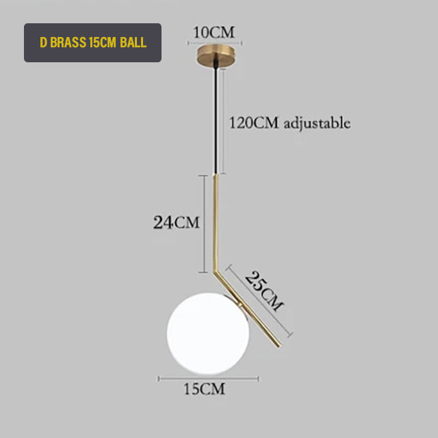 Nordic Glass Sphere LED Pendant Lamp Modern Suspended Glass Ball Designer Ceiling Light For Living Room Dining Room In Black Chrome or Brass