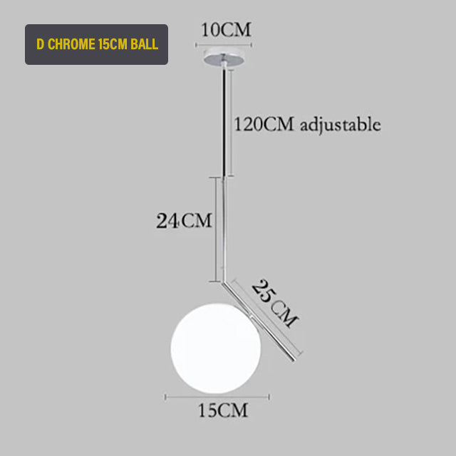 Nordic Glass Sphere LED Pendant Lamp Modern Suspended Glass Ball Designer Ceiling Light For Living Room Dining Room In Black Chrome or Brass