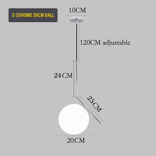 Nordic Glass Sphere LED Pendant Lamp Modern Suspended Glass Ball Designer Ceiling Light For Living Room Dining Room In Black Chrome or Brass