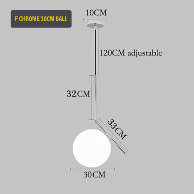 Nordic Glass Sphere LED Pendant Lamp Modern Suspended Glass Ball Designer Ceiling Light For Living Room Dining Room In Black Chrome or Brass