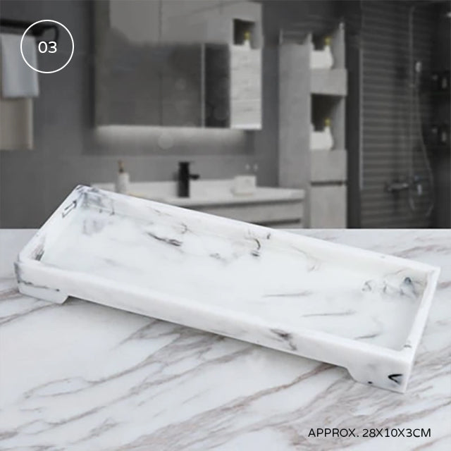 Nordic Marble Design Bathroom Storage Tray For Soap Dispenser Tissue Box Cosmetics Jewelry etc Black White Accessories For Luxury Hotel Home Office Washroom