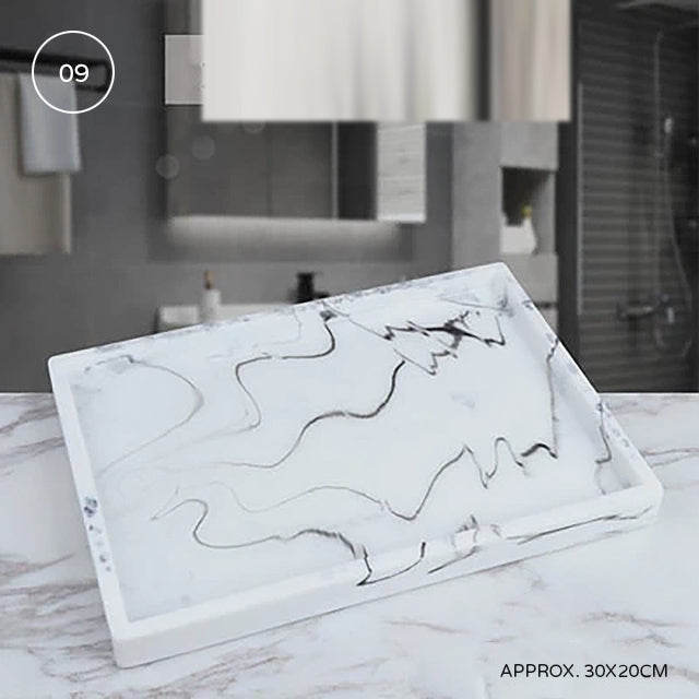 Nordic Marble Design Bathroom Storage Tray For Soap Dispenser Tissue Box Cosmetics Jewelry etc Black White Accessories For Luxury Hotel Home Office Washroom