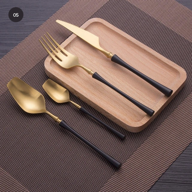 Premium Gold Cutlery Set High Quality Stainless Steel Knife Fork Spoon Sets For Dinner Table Gift Wedding Party Modern Luxury Dinnerware Essentials